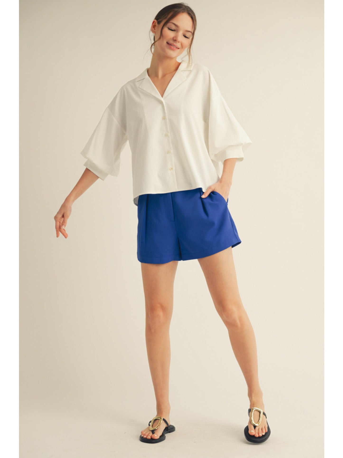 3/4 Slv Button Down Top