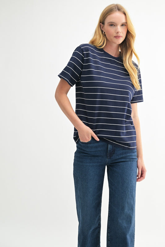 Stripe S/S Knit Top