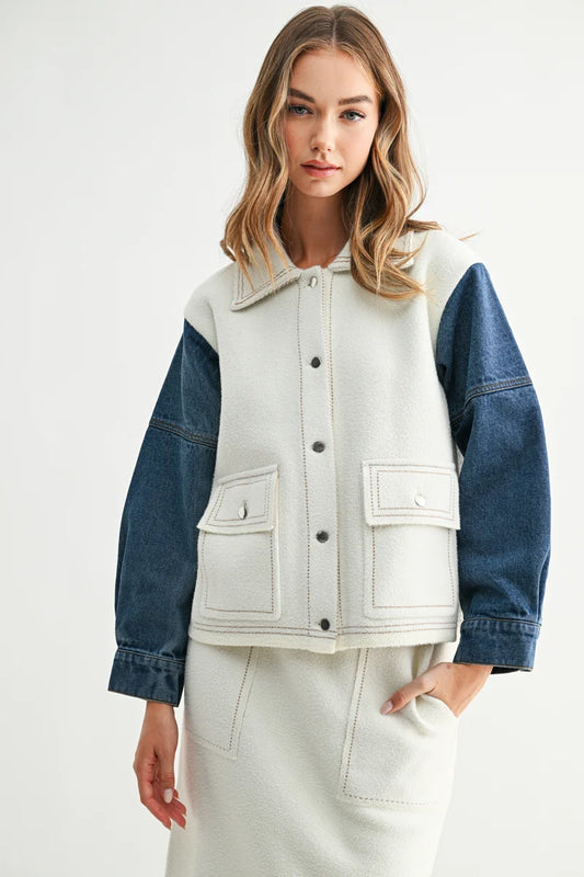 Sweater Jacket w/ Denim