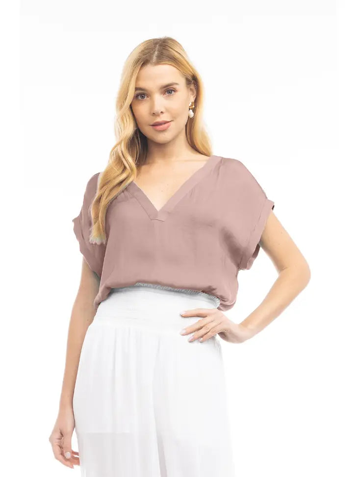 S/S Drop V-Neck Top