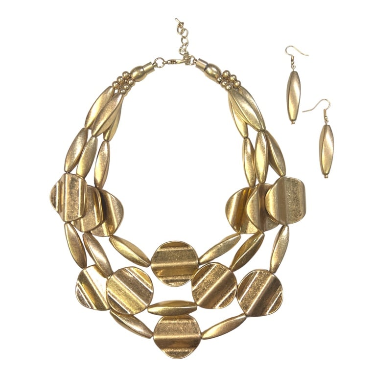 Gold 3 Tier Necklace Set