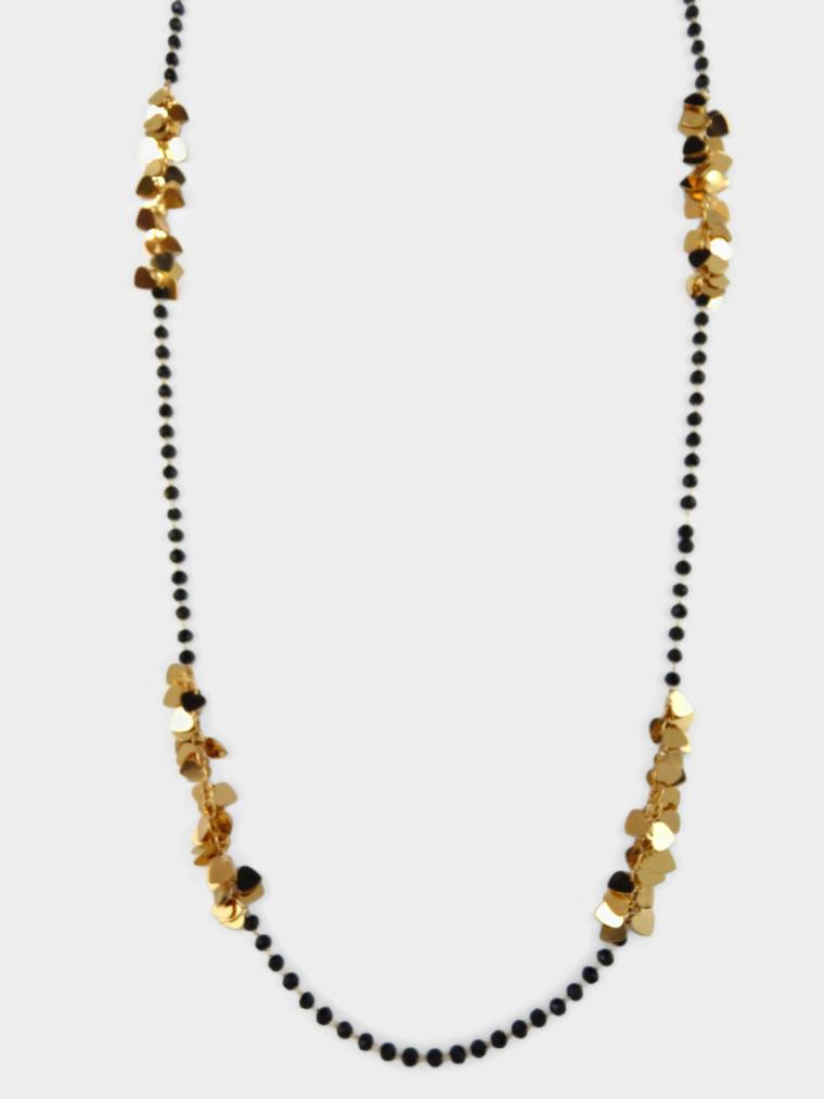 Black Bead & Gold Accent Neck