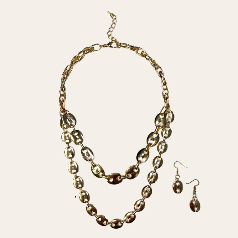 Gold Layered Necklace Set