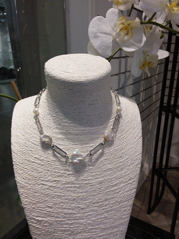 Silver Chain with Pearl