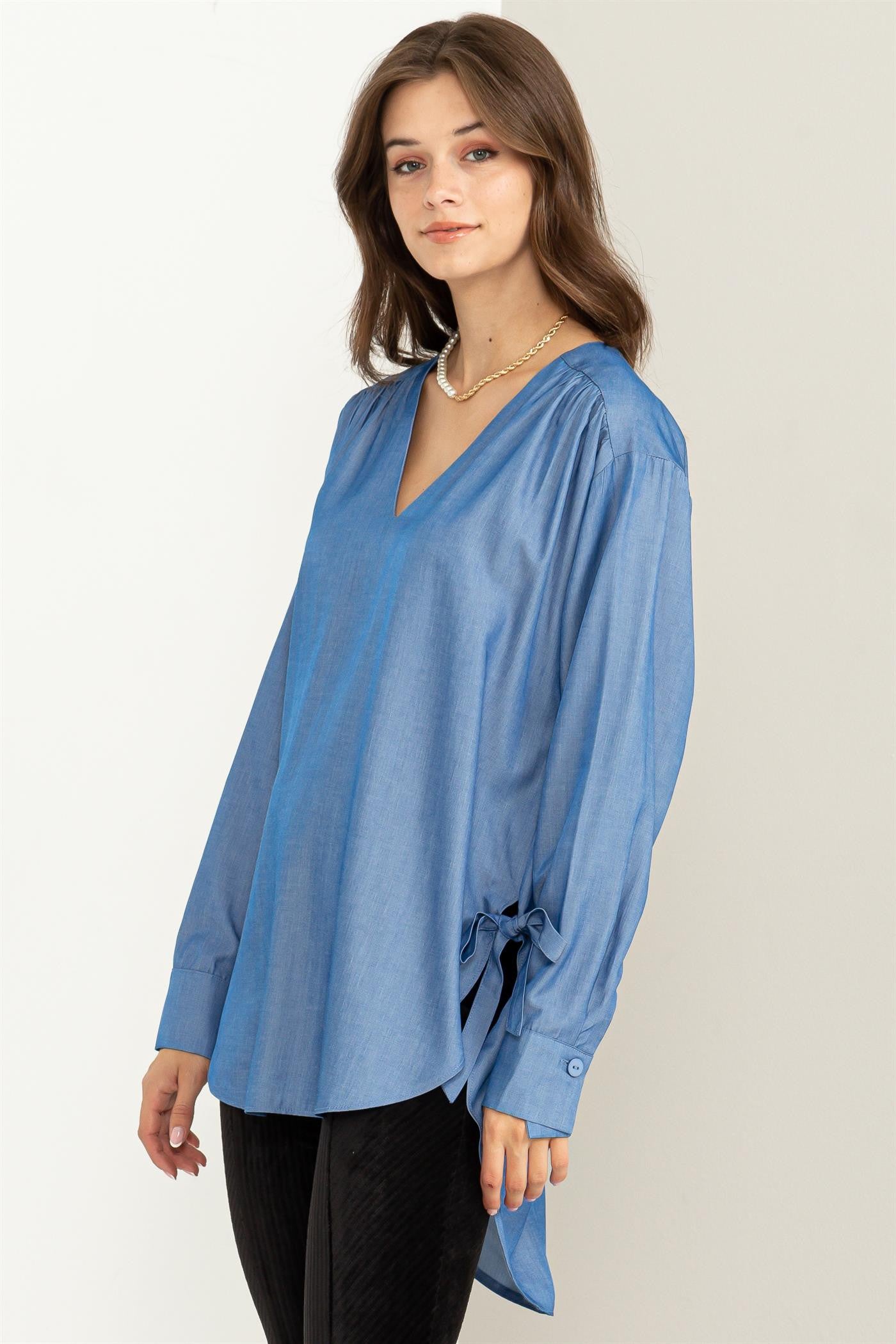 Tie Detail High Low Top