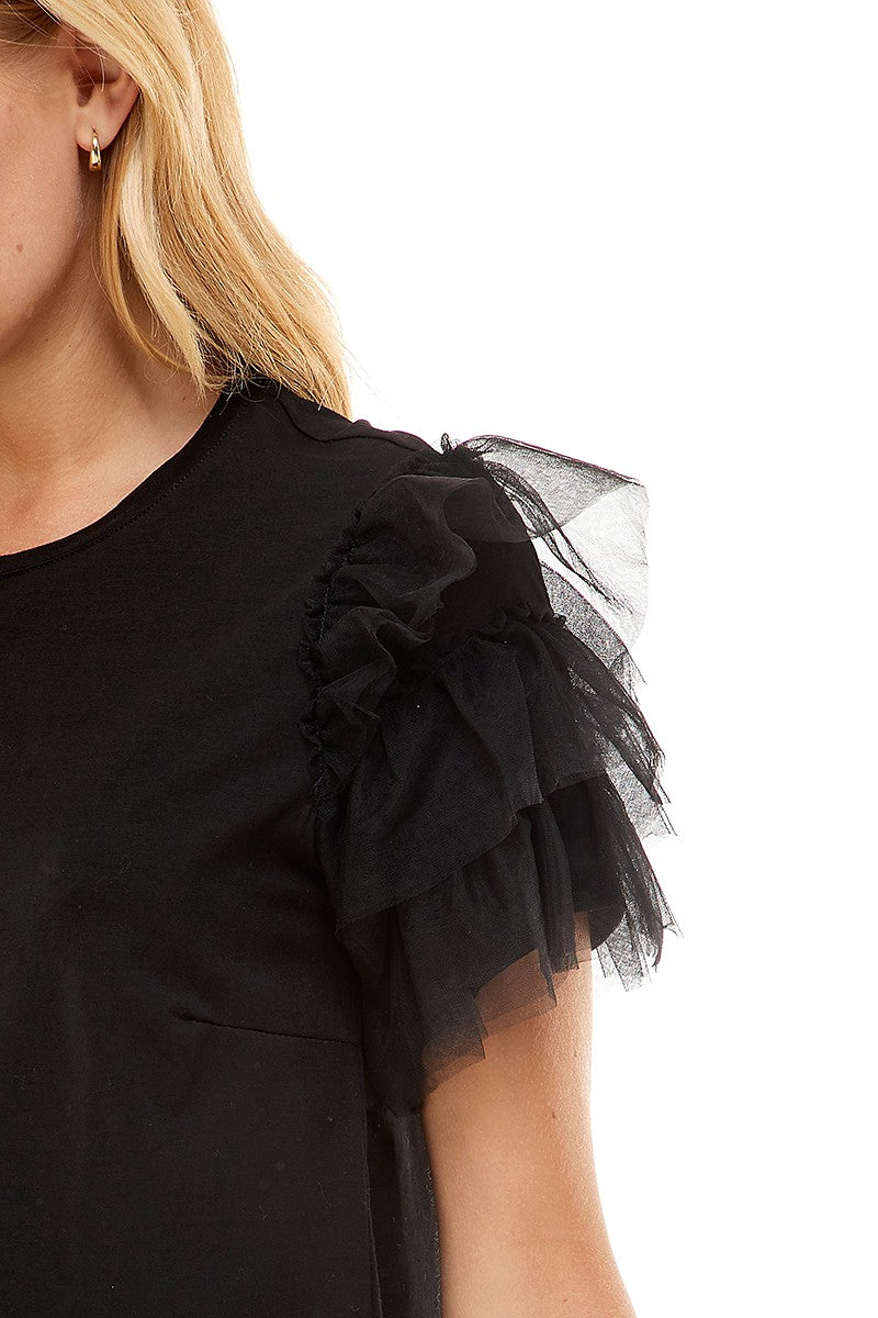 Ruffle Chiffon Slv