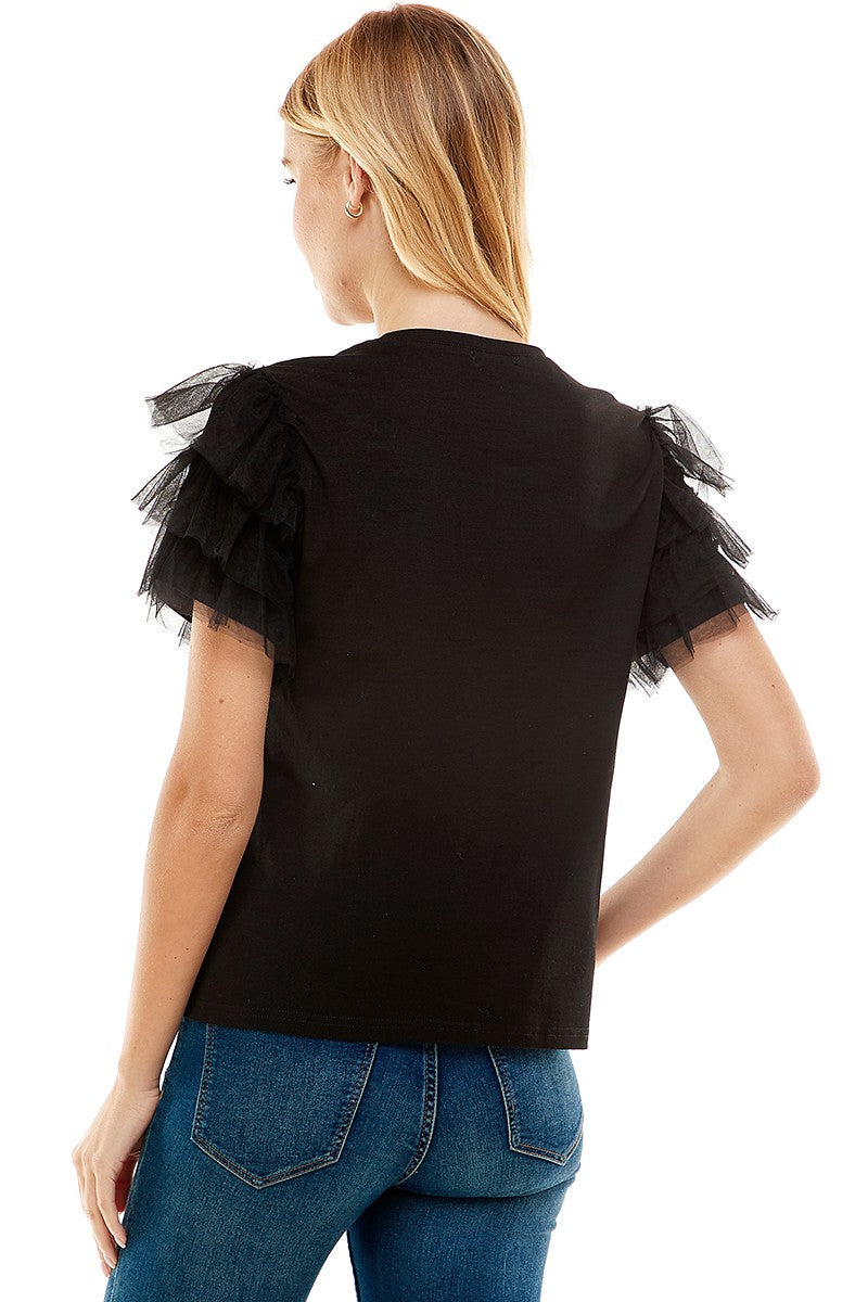 Ruffle Chiffon Slv