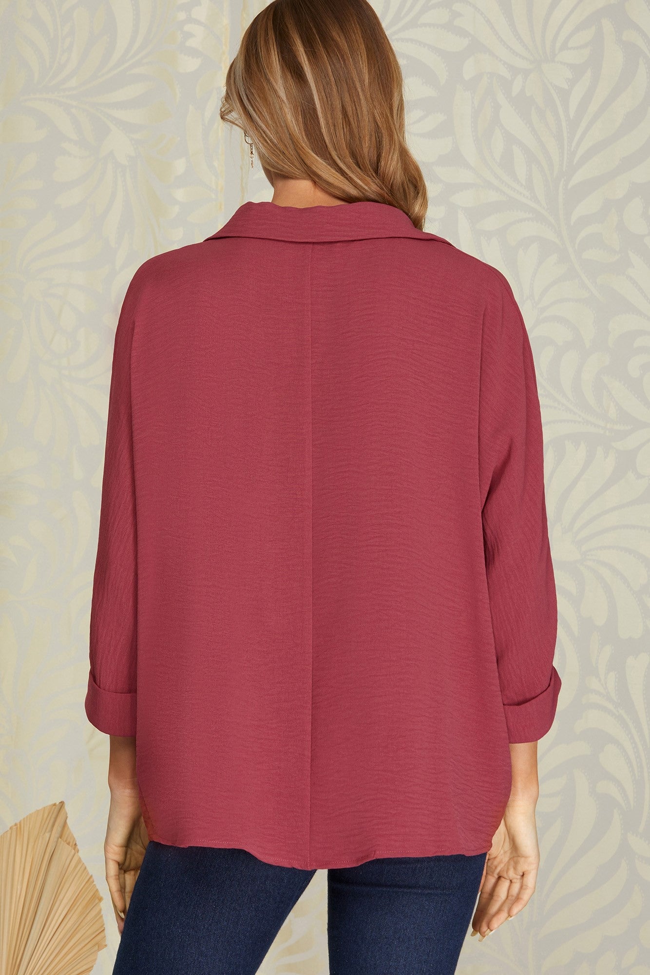 3/4 Sleeve Collared Top