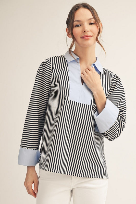 Stripe Contrast Top