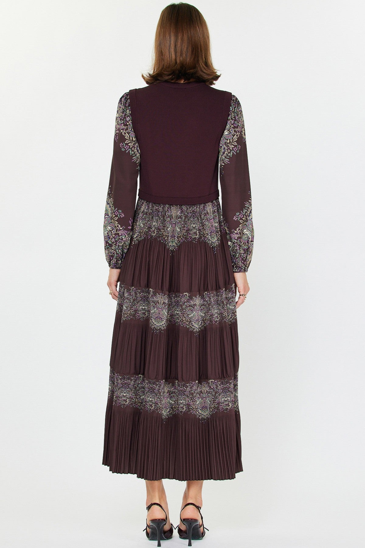 Contrast Sweater Tier Dress