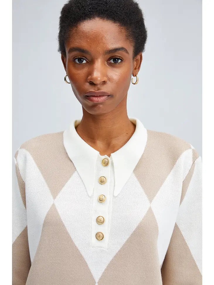 Diamond Polo Collar Knit