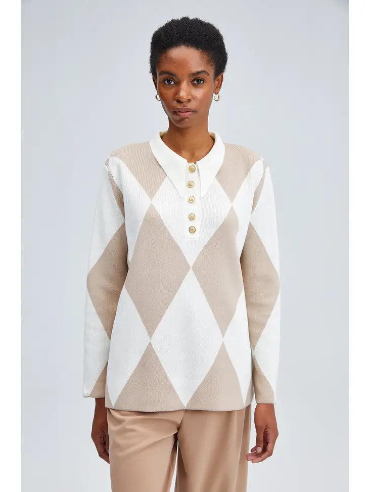 Diamond Polo Collar Knit