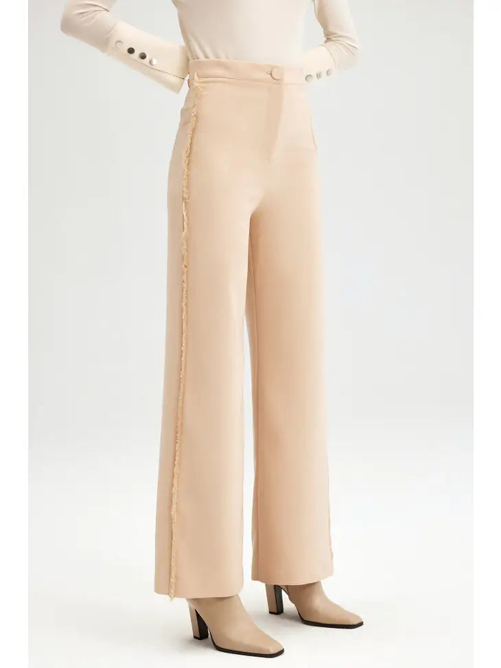Crepe Pants W/ Fringe