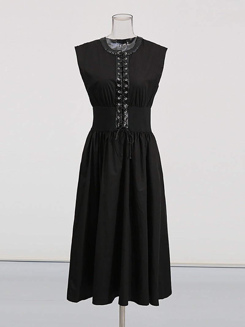 Lace Up Midi Dress