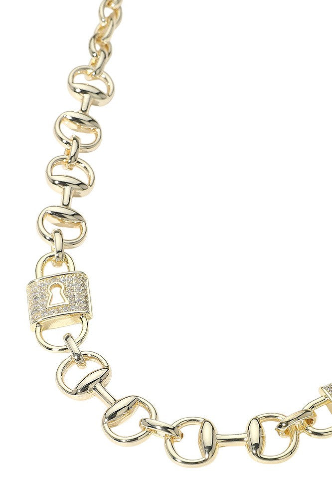CZ Lock Chain Necklace