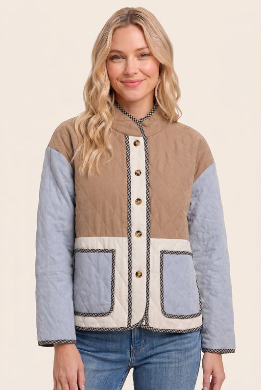 Color Block Quilted Jacket