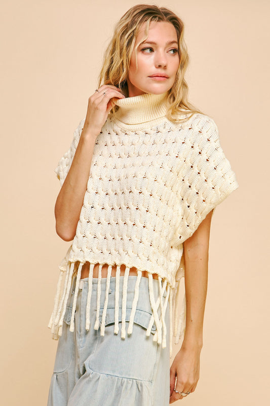 Turtleneck Fringe Sweater