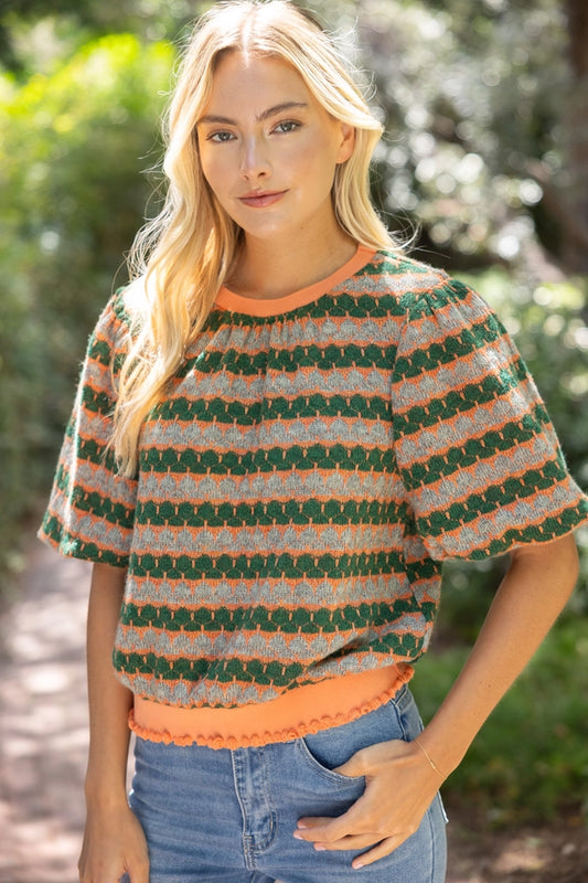 Bubble Slv Stripe Knit