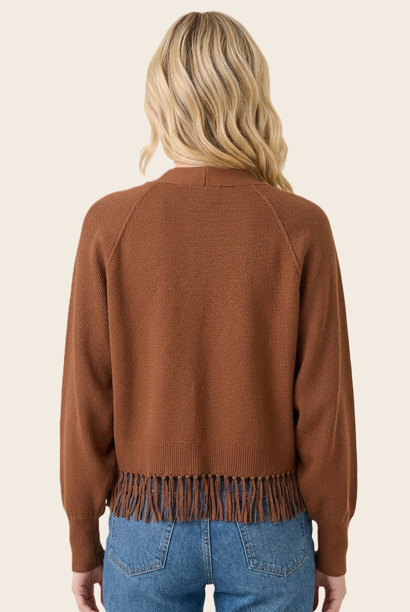 Fringe Hem Button Cardi