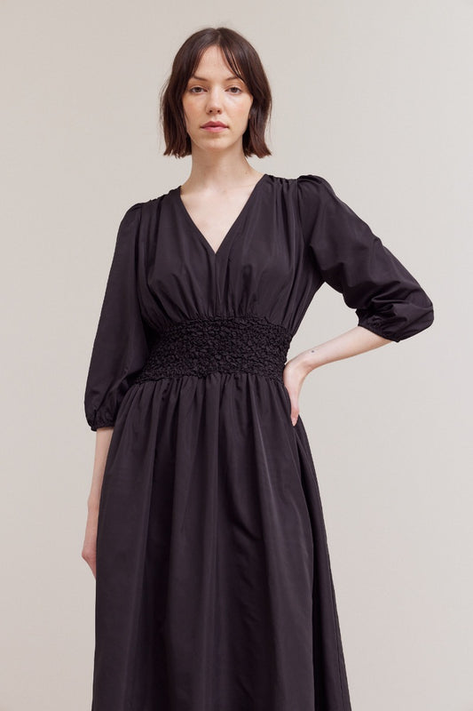 Poplin Smocking Detail Dress