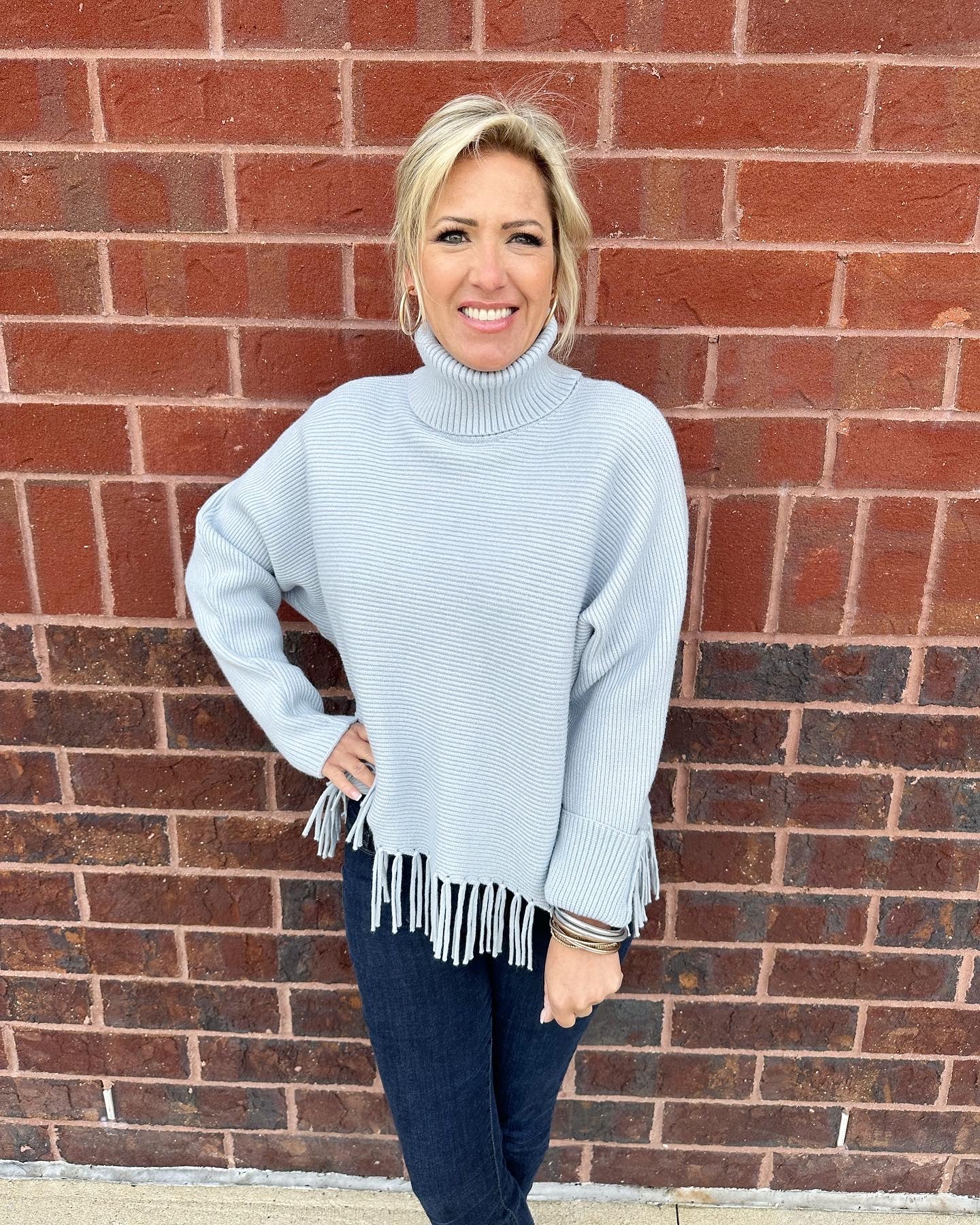 Fringe Turtleneck Swtr