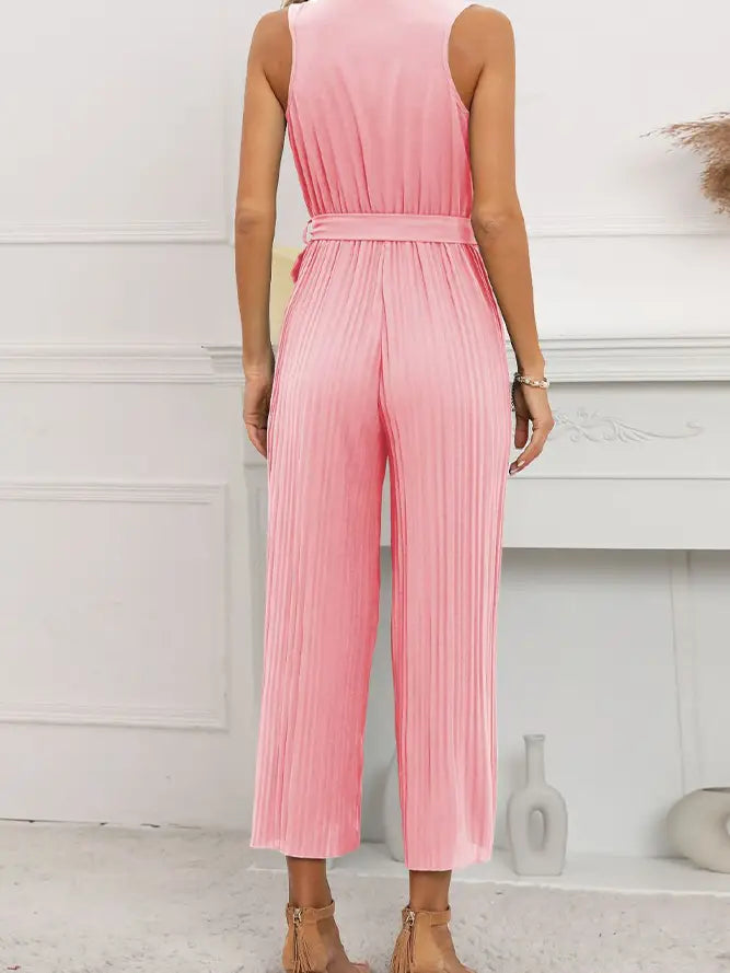 Ruffle Pleat Slvless Jumpsuit