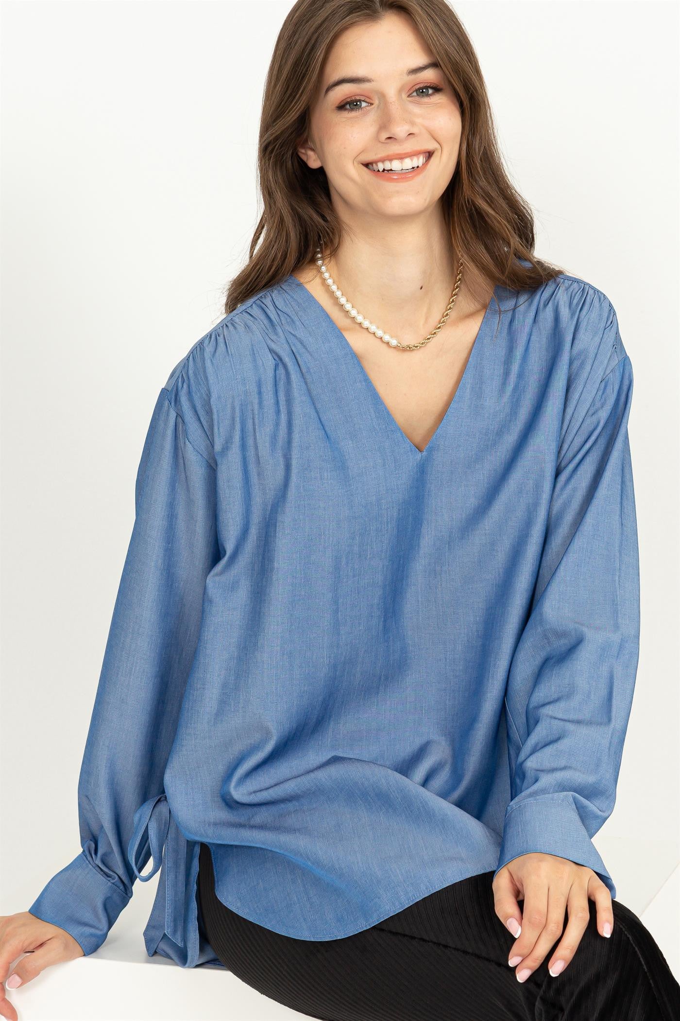 Tie Detail High Low Top
