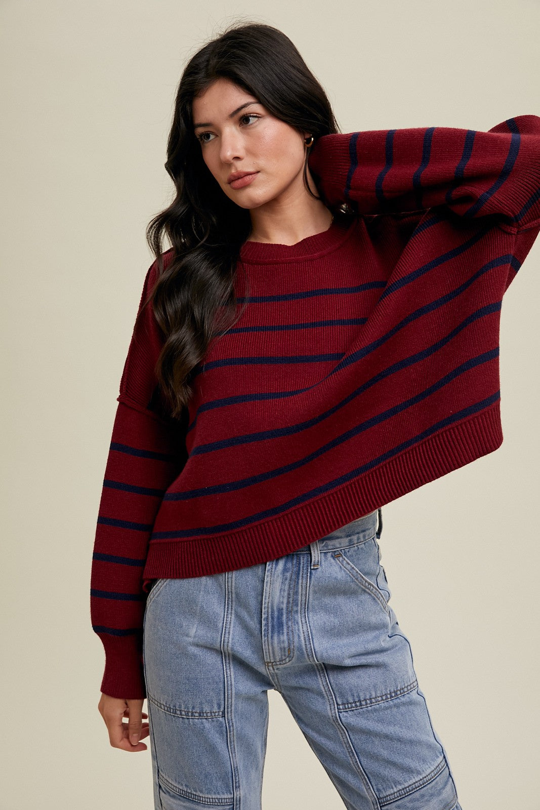 Crop Side Slit Sweater