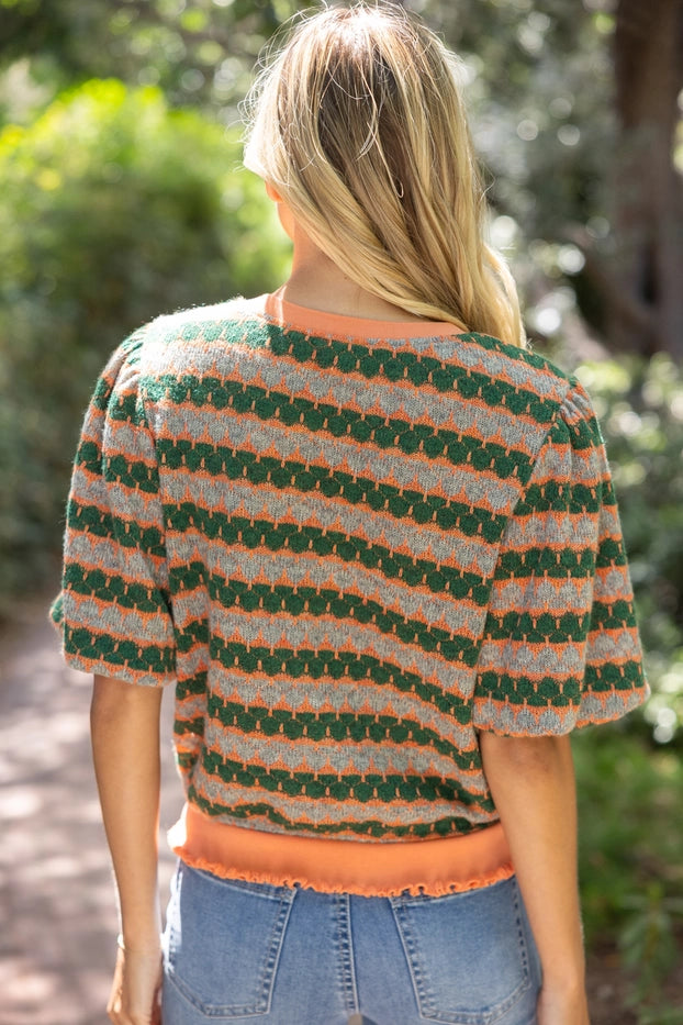 Bubble Slv Stripe Knit