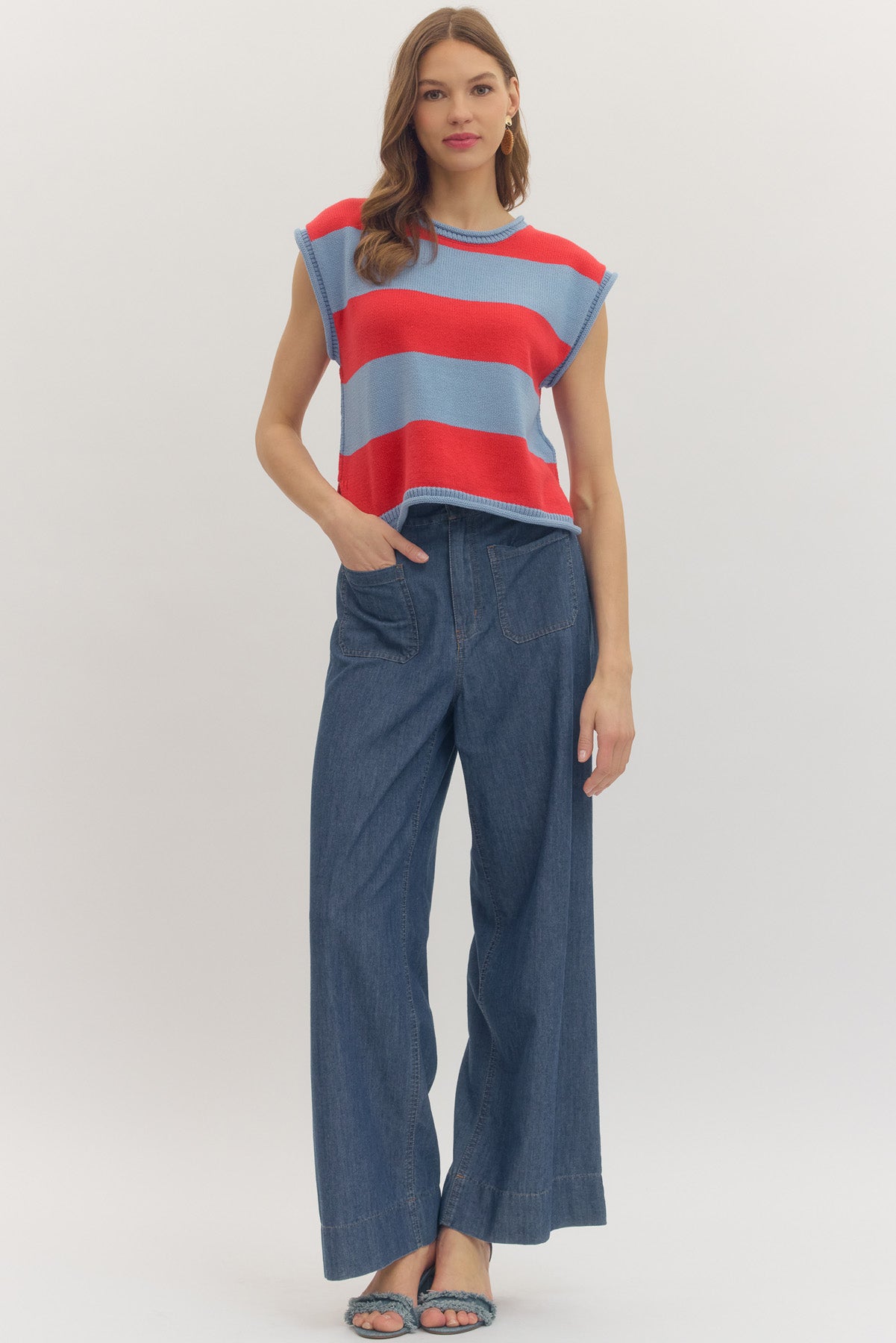 Slvless Stripe Sweater