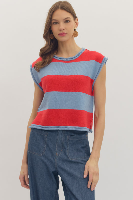 Slvless Stripe Sweater