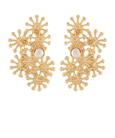 Metal Burst & Pearl Earring