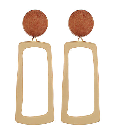 Rectangle Wood Drop Earring