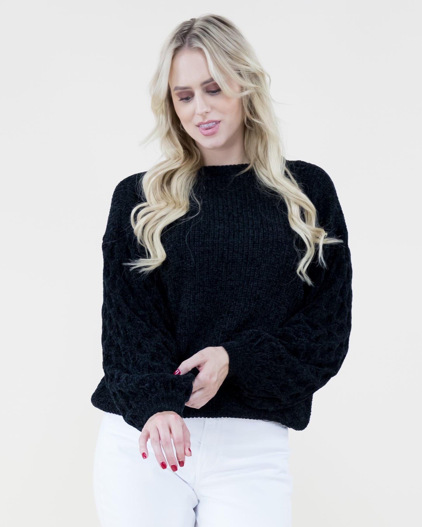 Chenille Sweater with Braided sleeve