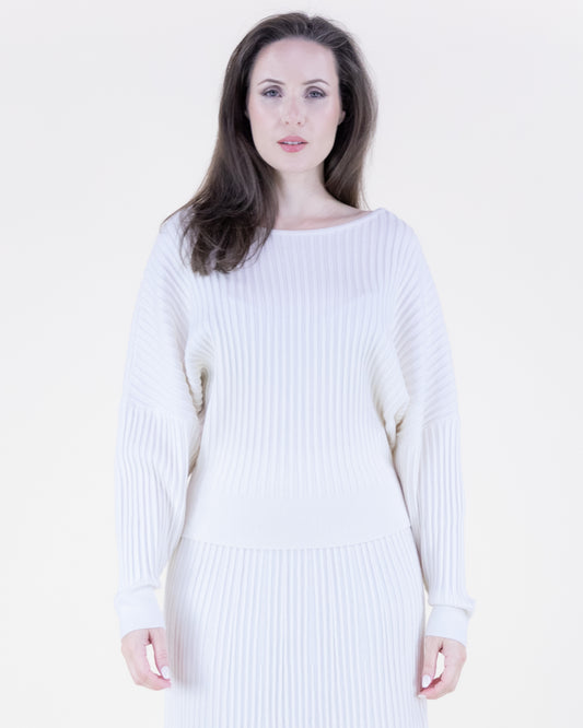 Boat Neck Ribbed Swtr