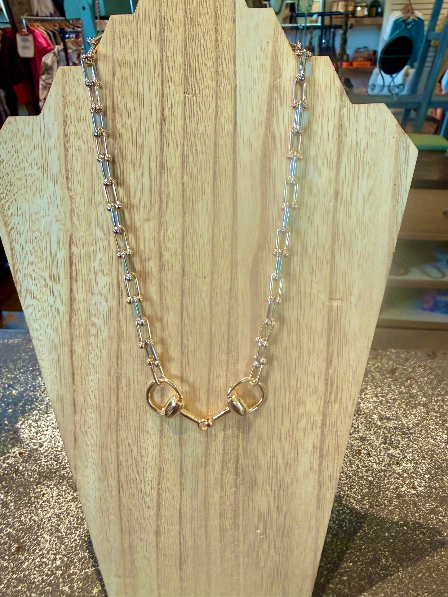 Horse Bit gold and silver necklace