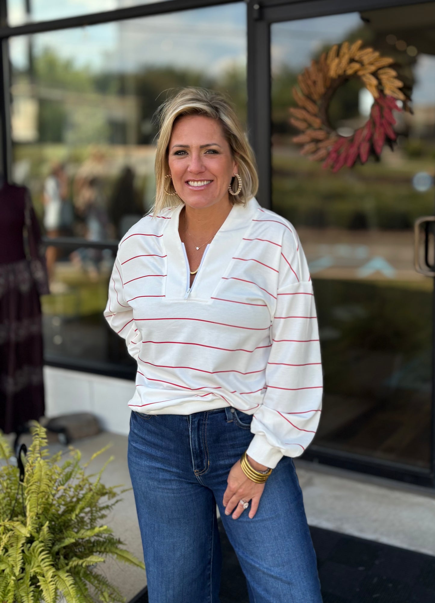 Zip Stripe pullover