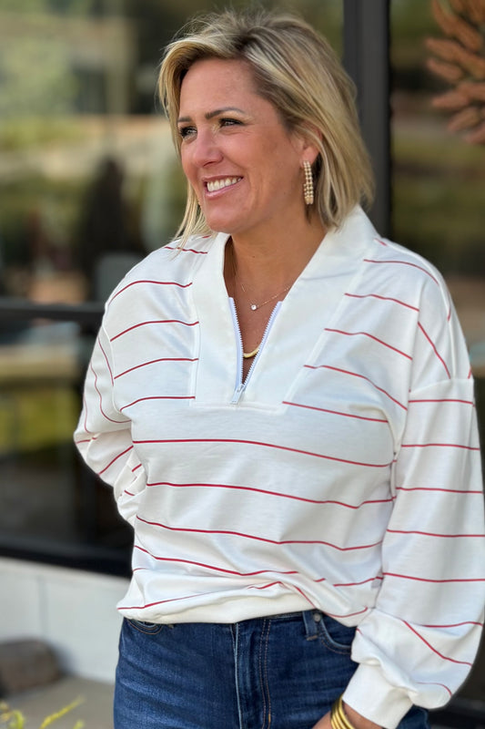 Zip Stripe pullover