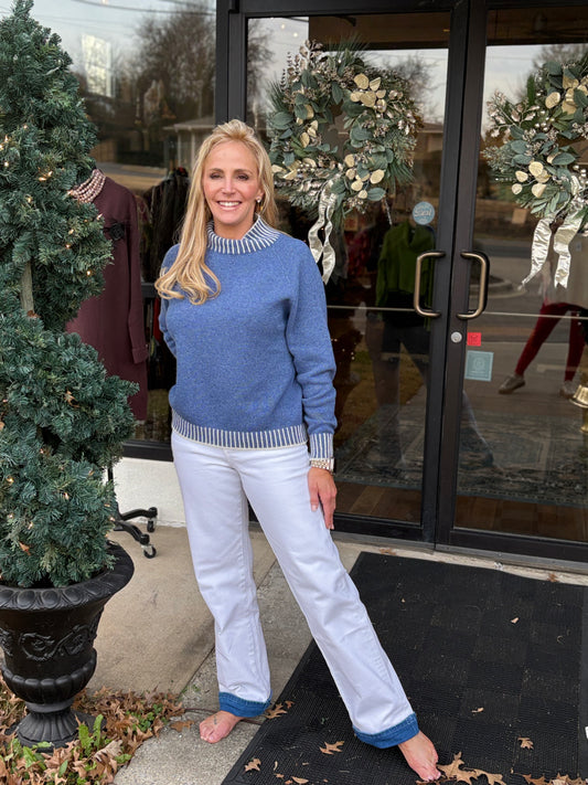 Ribbed mock neck cashmere