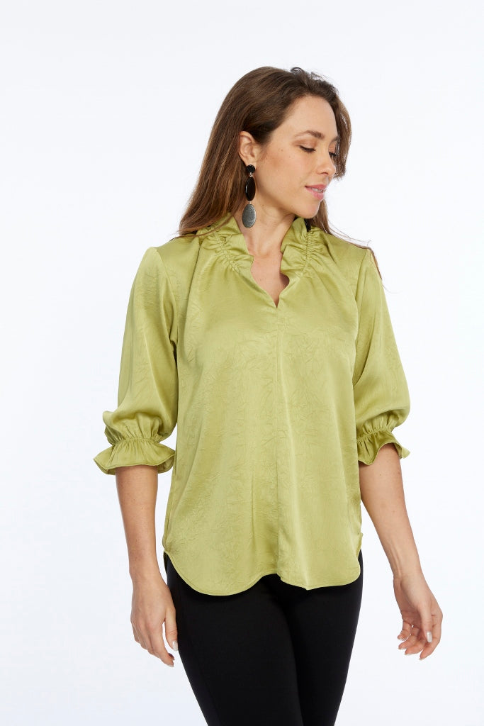 Ruffle collar cuff blouse