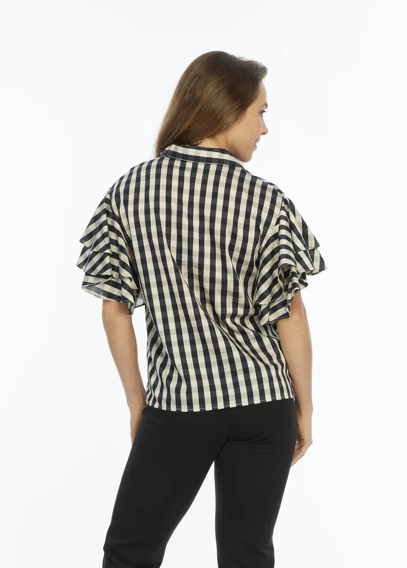 Plaid Flounce Slv Top