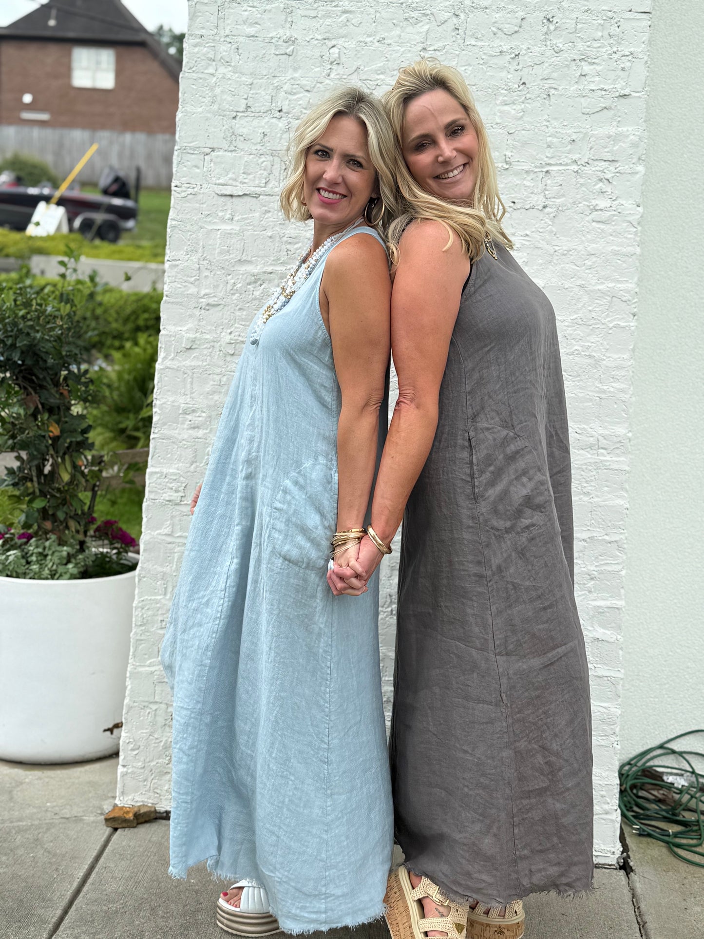 Linen raw edge dress