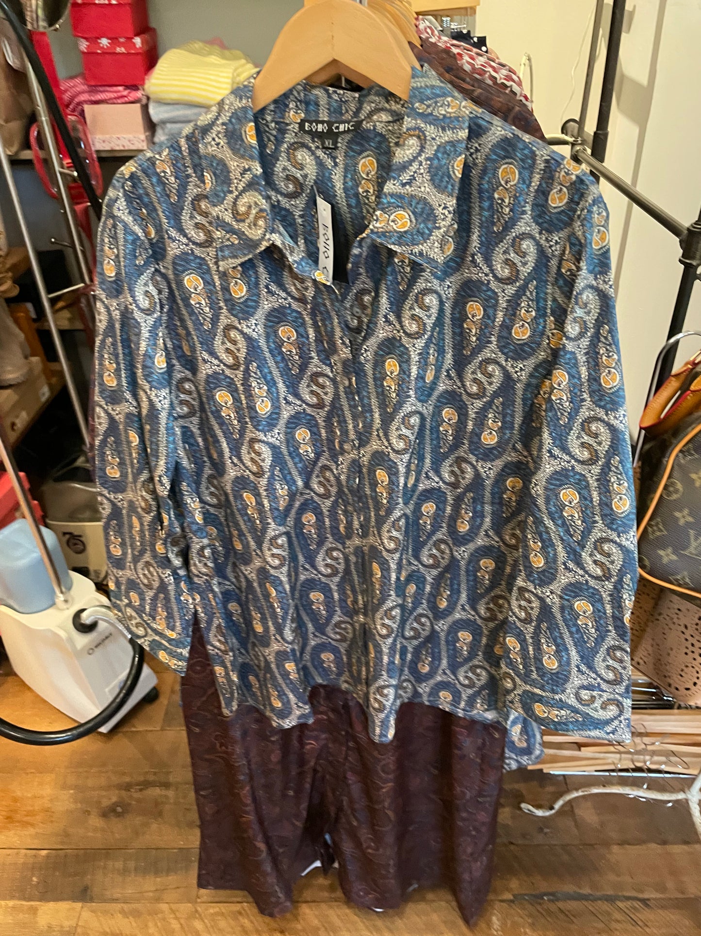 Blue white blouse