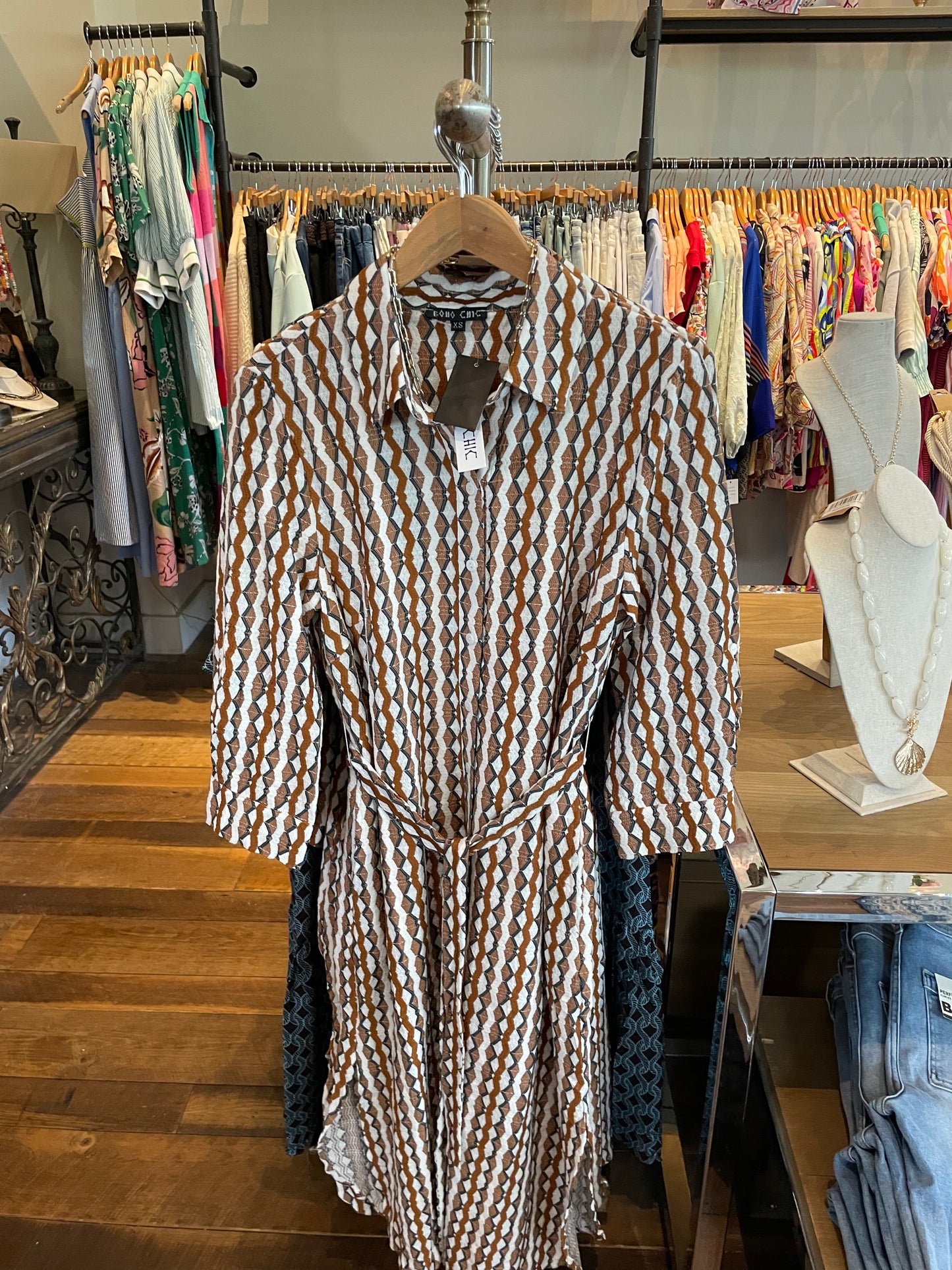 Zigzag brown stripe maxi