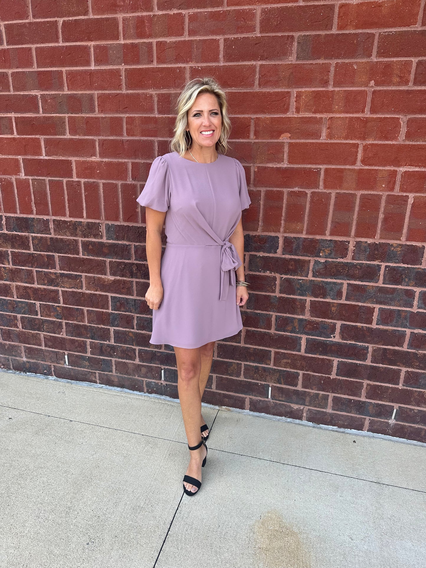 Bubble Sleeve Tie Dress