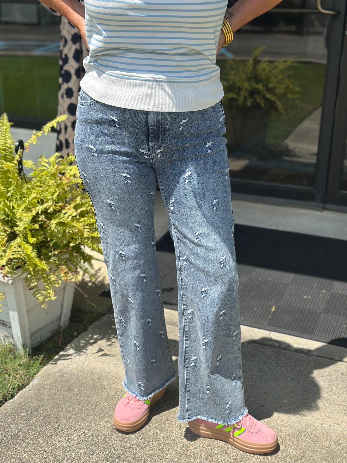 Print Wide Leg Crop Jean