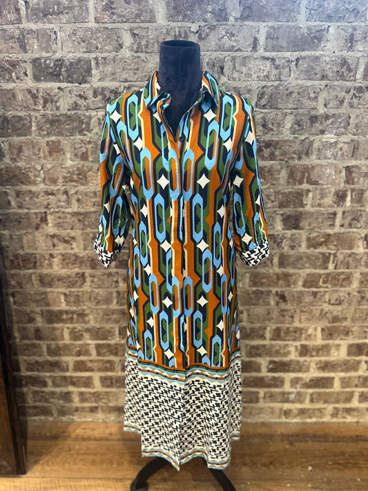 Green blue print maxi
