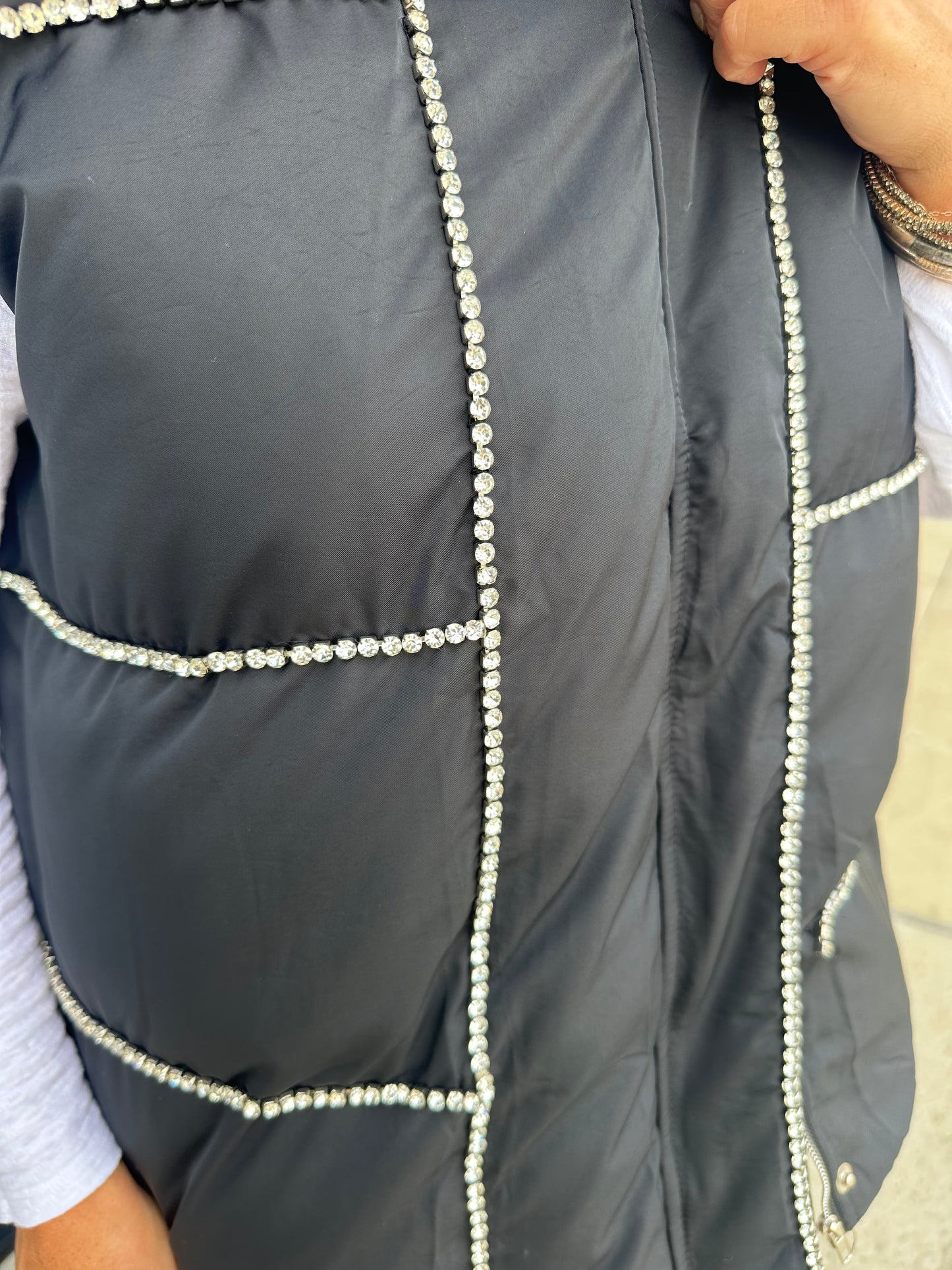 Rhinestone Puffer Vest