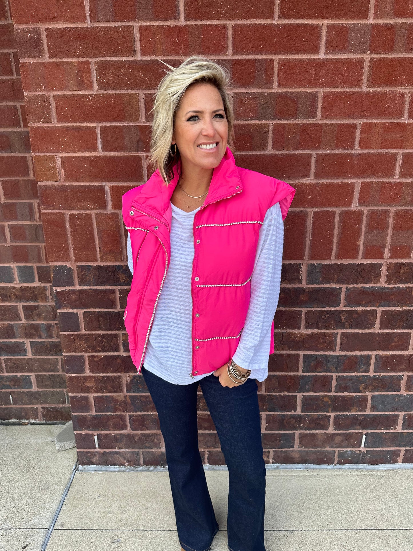 Rhinestone Puffer Vest
