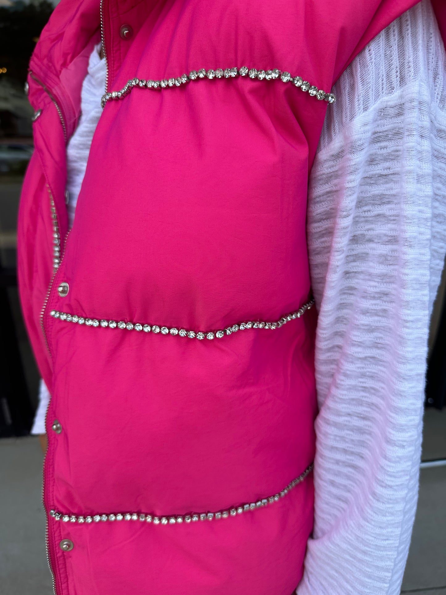 Rhinestone Puffer Vest